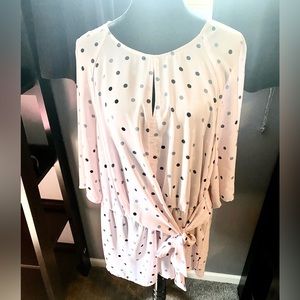 Lane Bryant Pink w/dots half wrap blouse